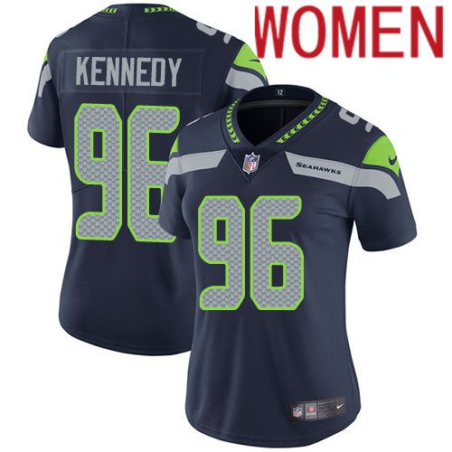 Women Seattle Seahawks #96 Cortez Kennedy Nike Navy Vapor Limited NFL Jersey